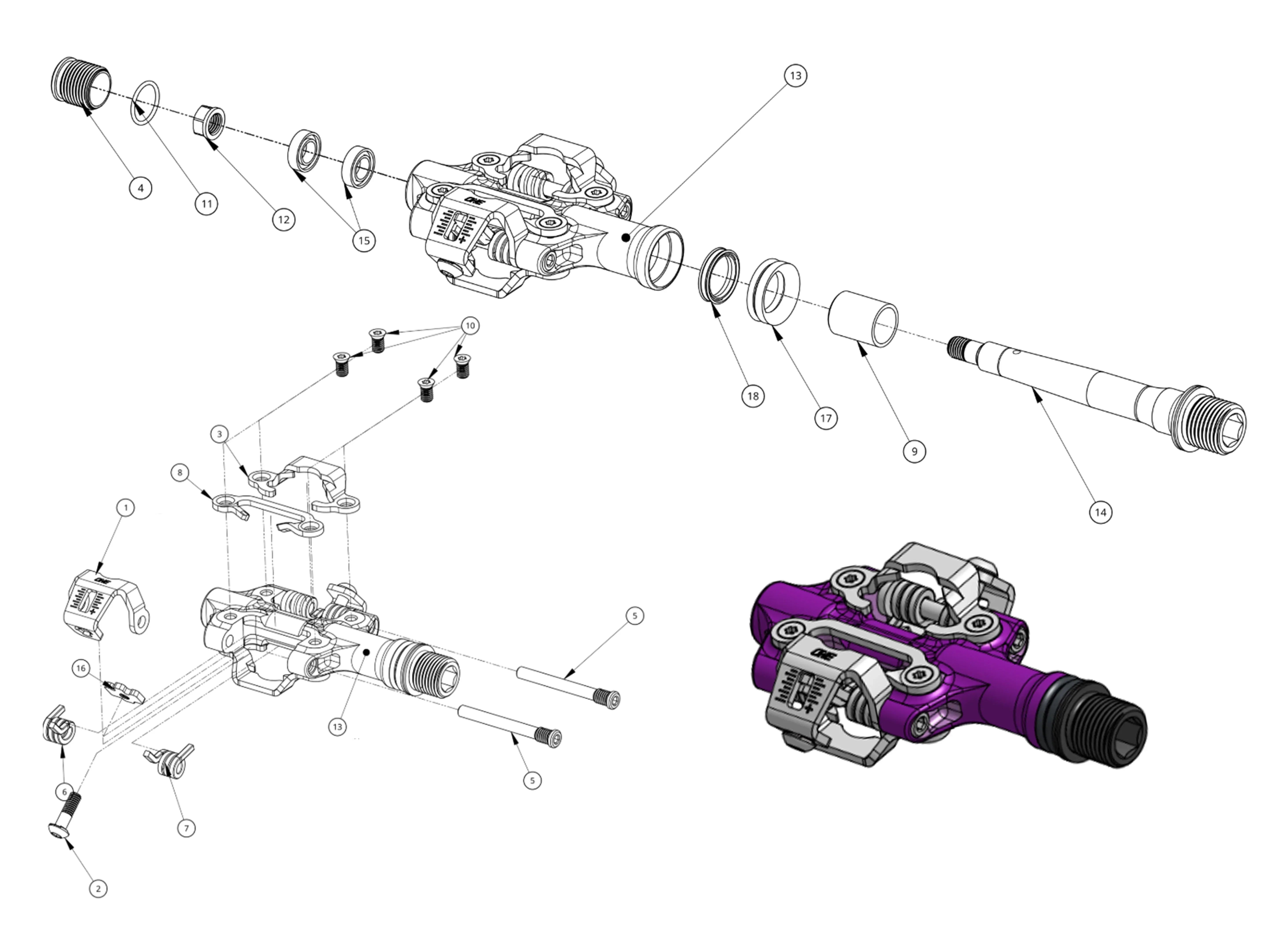 XC Clip Pedal Exploded View & Parts List